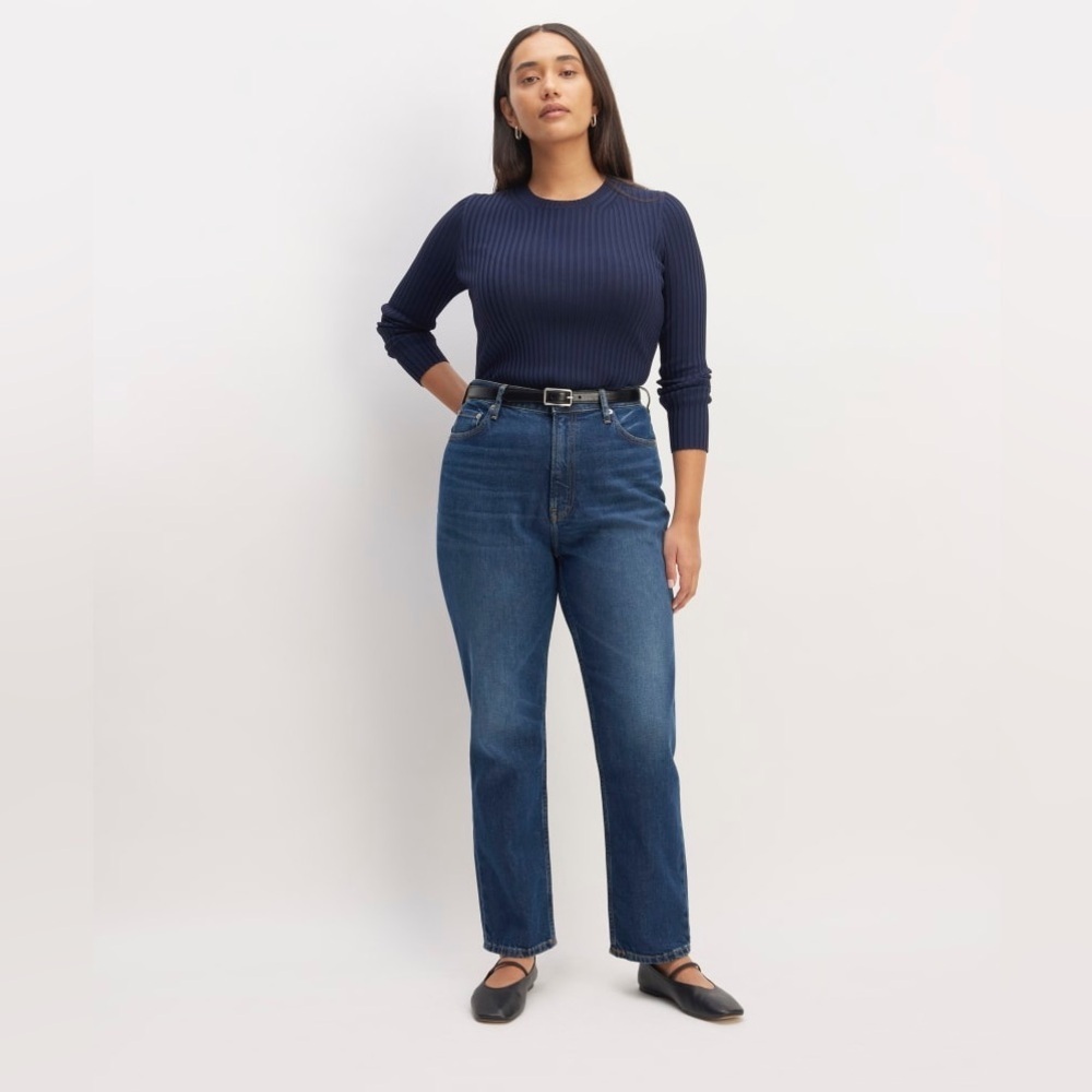 Everlane Curvy Cheeky High Rise Straight Leg Jeans Size 29 Raw Hem